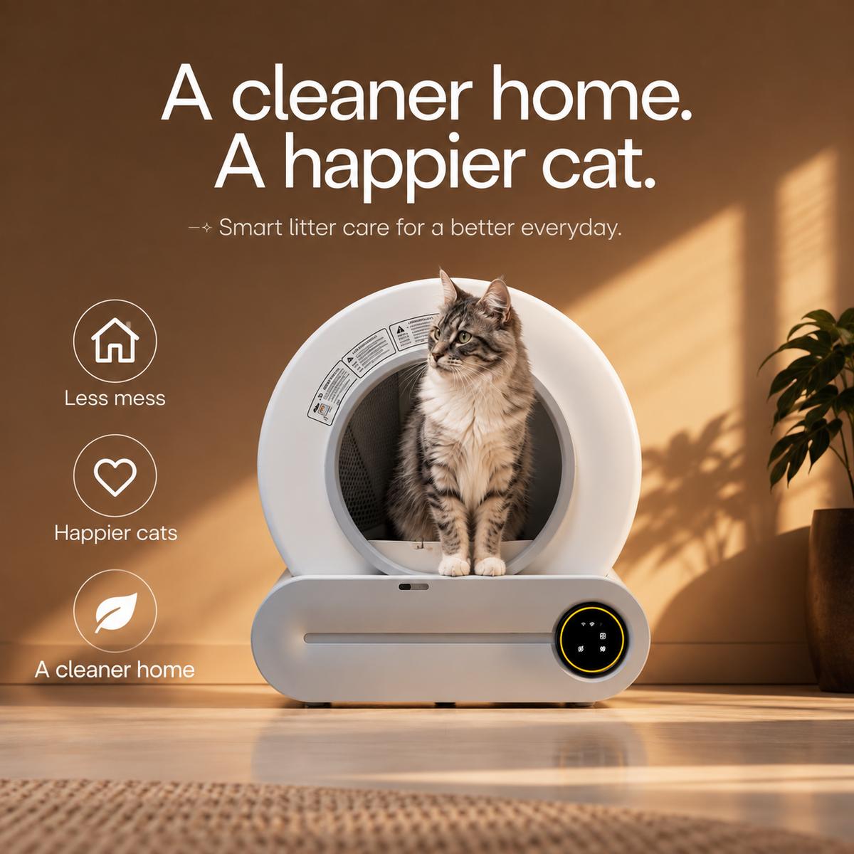 Little Lux automatic litter box, multi-cat friendly design