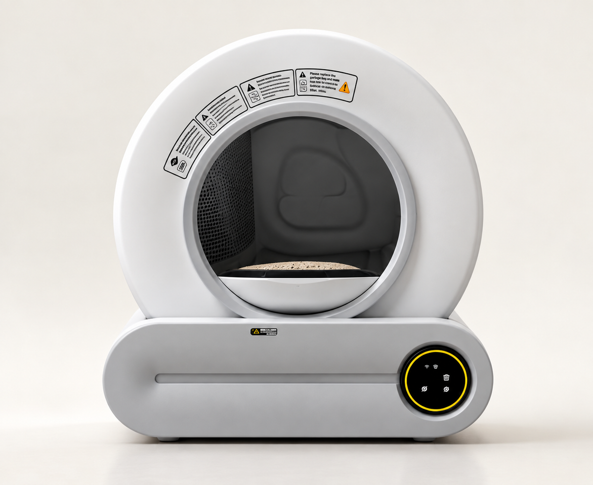 Little Lux smart litter box lifestyle photo, cleaner home happier cat